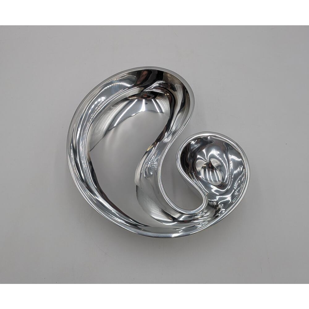 Nambe Metal Scoop Server Chip & Dip Bowl By Wei Young MT0122 EUC